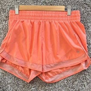 Athleta Orange Mesh Racer Run Short 4”